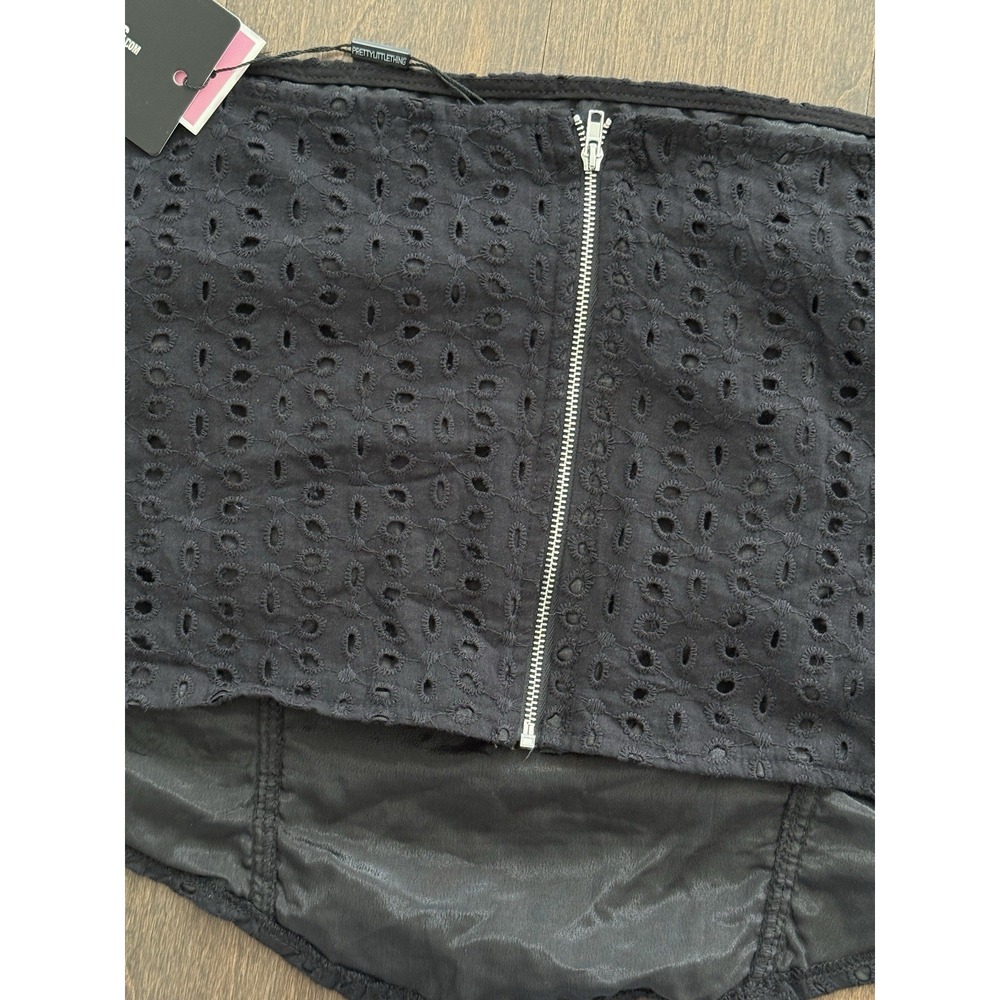 NWT Pretty Little Thing Black Eyelet Corset and Skirt Women's Size US 26 Set - Picture 10 of 14